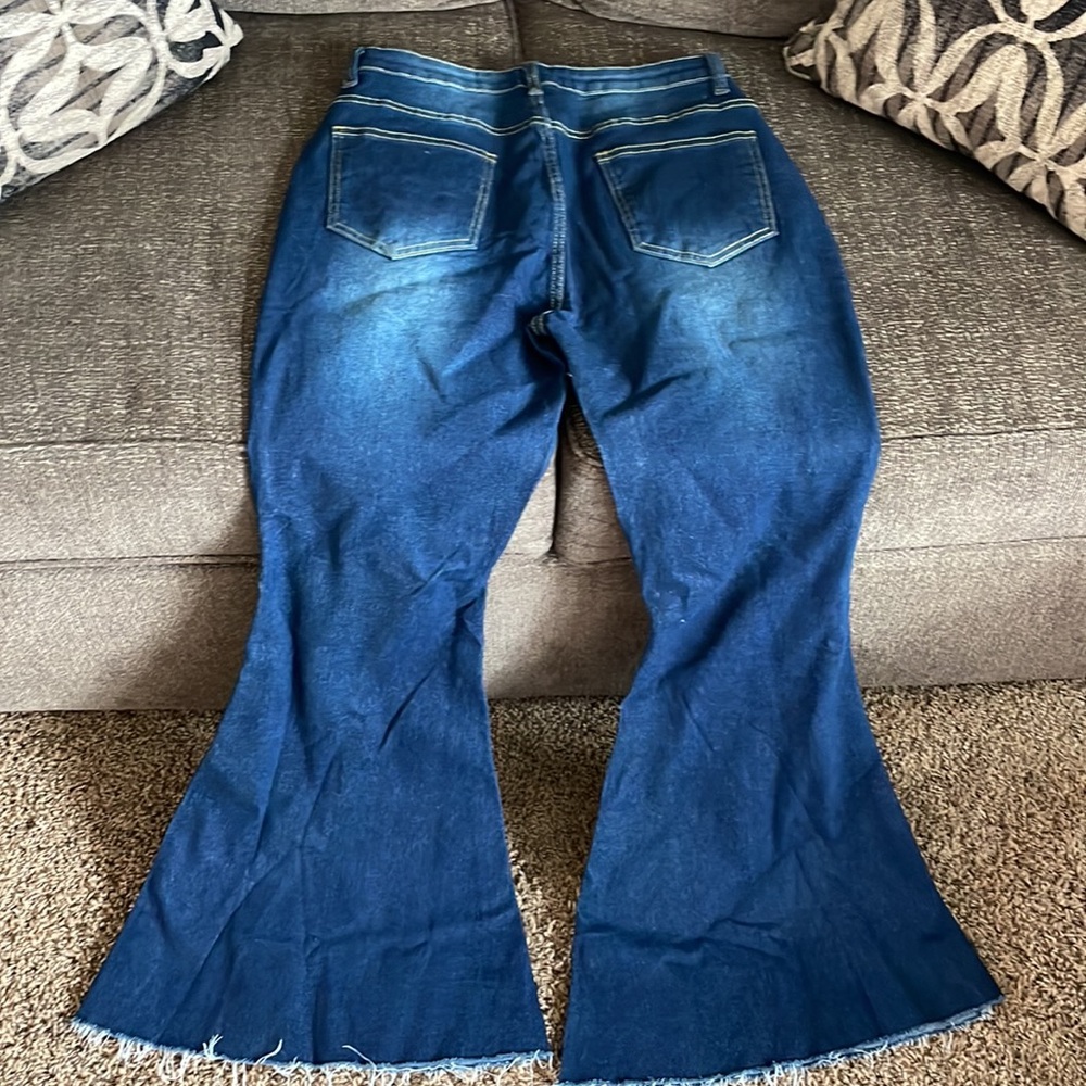 Ladies high waisted super wide leg jeans - Picture 5 of 8